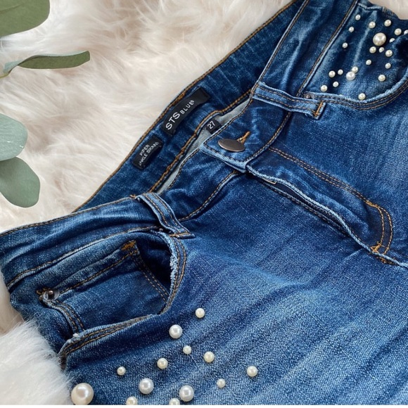 STS Blue distressed pearl embellished skinny jeans - Picture 3 of 4